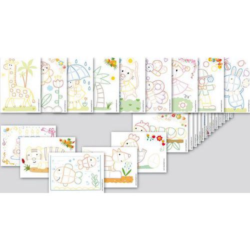 Set 24 cartes couleurs animaux en 2D dim. 11x15 cm - PlayMais