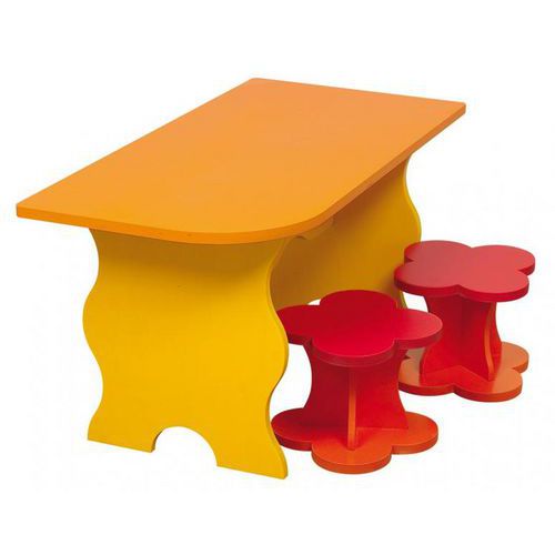 Le coin repas table et 2 tabourets fleurs - Jb bois