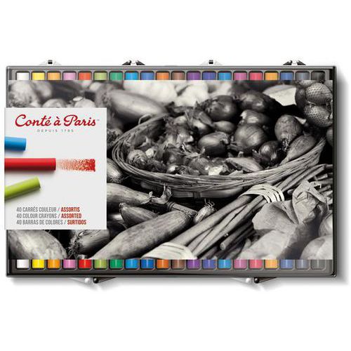 Boite 40 pastels tendres conte à paris 65 mm Ø 10 mm - Conte a Paris