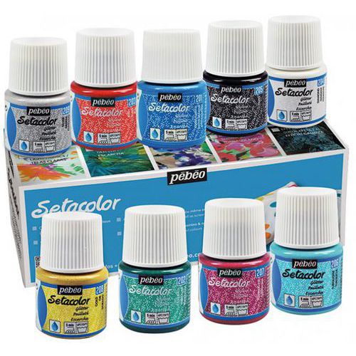 Boite 10 Flacons Sétacolor Pailletés Assorties