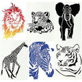 Ensemble 6 Pochoirs Animaux Sauvages En Plastique Lavable A4