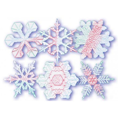 Lot 6 plaques relief flocons de différentes formes 17,5 x 17,5 cm