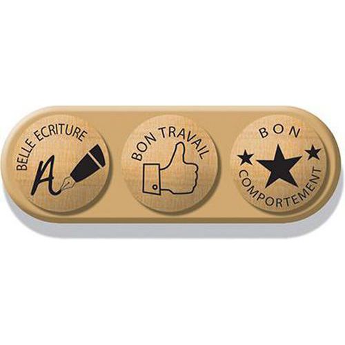 Ensemble de 3 tampons d'encouragement sur socle bois - Créa Lign