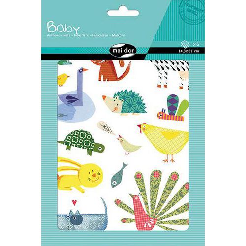 Pochette 6 Feuilles Gommettes Animaux