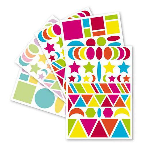 Pochette 20 Planches Gommettes Géométriques Assorties