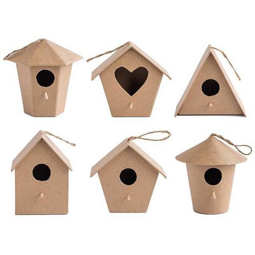 Lot 6 Nichoirs Carton À Déco 100x85mm Form Ass