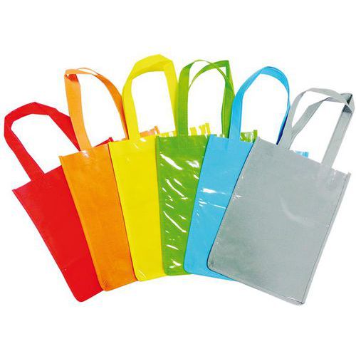 Lot 6 sacs shopping coton en couleurs assorties 30 x 23 cm