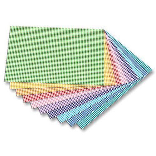 Paquet 10 Feuilles Carton Vichy Couleurs Assorties