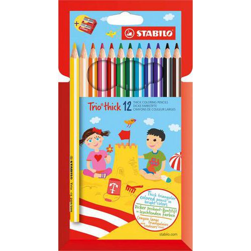Etui 12 crayons couleurs gros module + 1 taille crayon gratuit