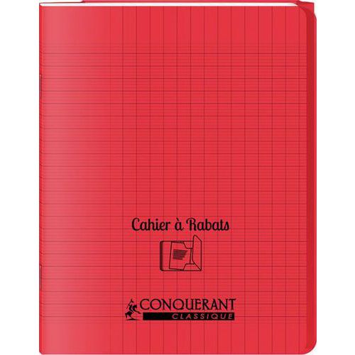 Cahier Polypro avec rabats 48p seyes 24x32 - rouge