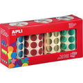 Lot 4 rouleaux gommettes ronde Ø 20mm couleurs métallisées - Apli Kids
