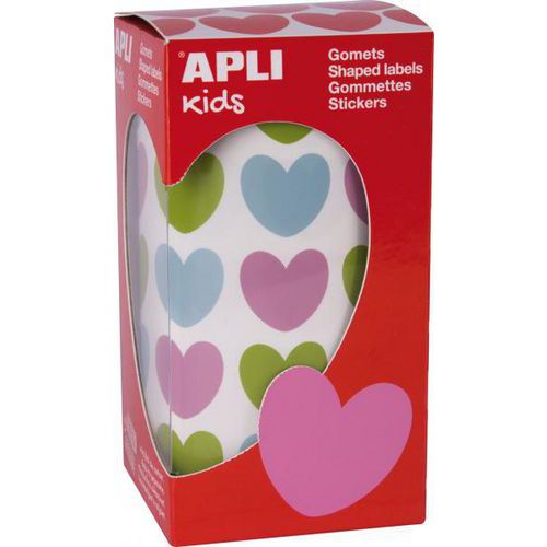 Rouleau 720 gommettes cœurs pastel 20 x 18 mm - Apli Kids