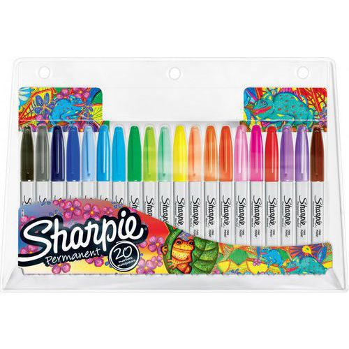 Lot de 20 Pochette 20 marqueurs pointe ogive 0,9 mm couleurs assorties - Sharpie