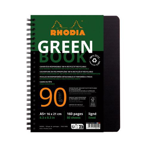 Rhodiactive Greenbook ligné avec cadre-en-tête A5+