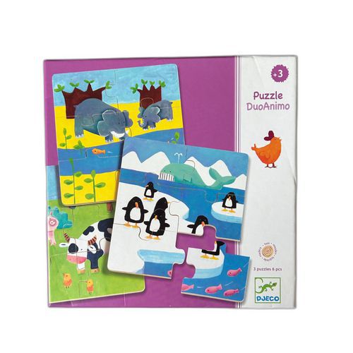 3 Puzzle - animaux and co - 18 pièces - Reconditionné - Djeco