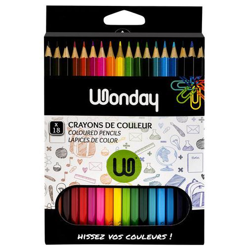 Boite De 18 Crayons De Couleurs Corps Verni Forme Hexagonale