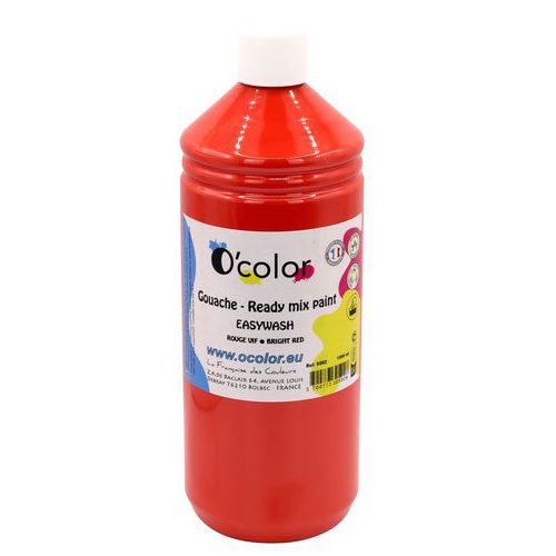 Flacon de 1L de gouache O'color - Rouge vif