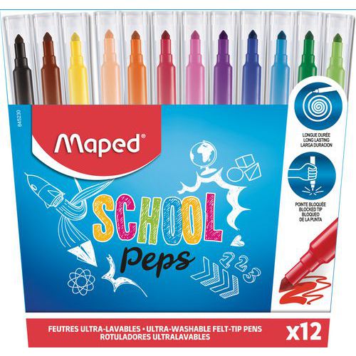Pochette 12 Feutres De Coloriage School'peps
