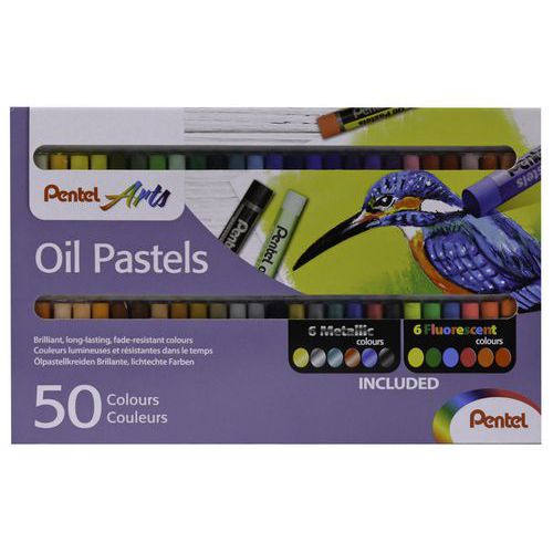 Boîte De 50 Pastels À L'huile Diamètre 8 Mm