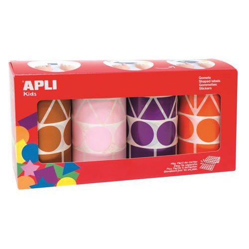 Ensemble 4 rouleaux gommettes géométriques géantes - Apli