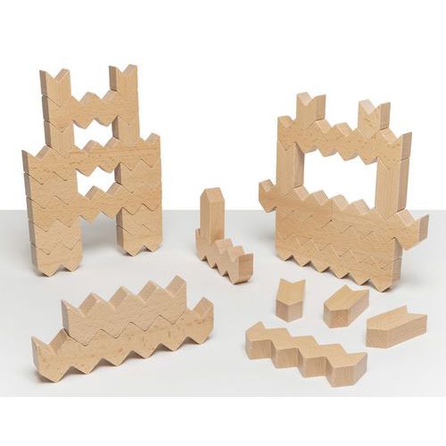Lot 30 Blocs Bois Zigzag
