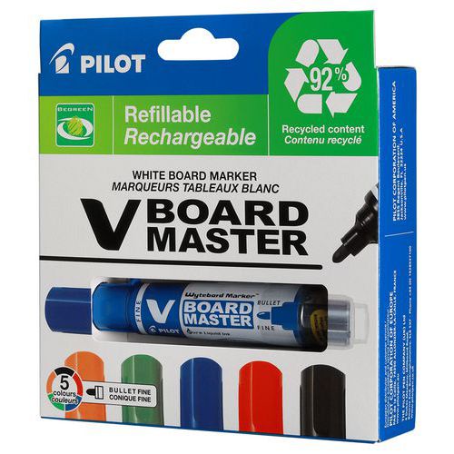 Pochette 5 marqueurs V Board Master pointe ogive moyenne - Pilot