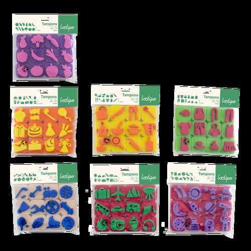 Lot de 84 Maxi pack de 84 mini tampons 7 thèmes assortis