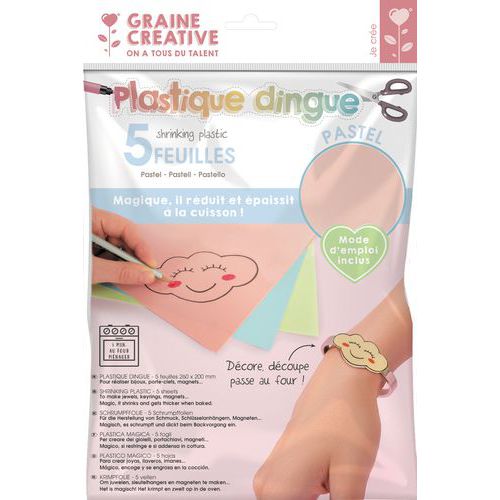 Poch 5 Flles Plastique Dingue Col Pastel 20x26cm