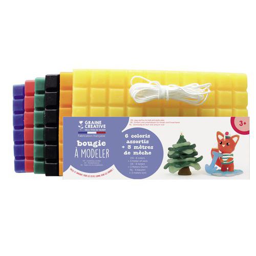 Paquet 6 plaques de bougies à modeler avec 8 mèches - Graine créative
