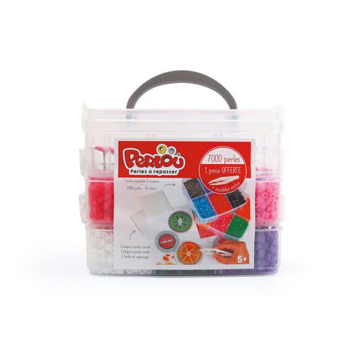 Atelier avec bac de rangement perles à chauffer - Perlou