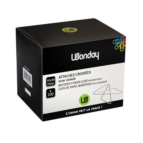 Boite de 100 attaches géantes 30 x 40 mm - Wonday