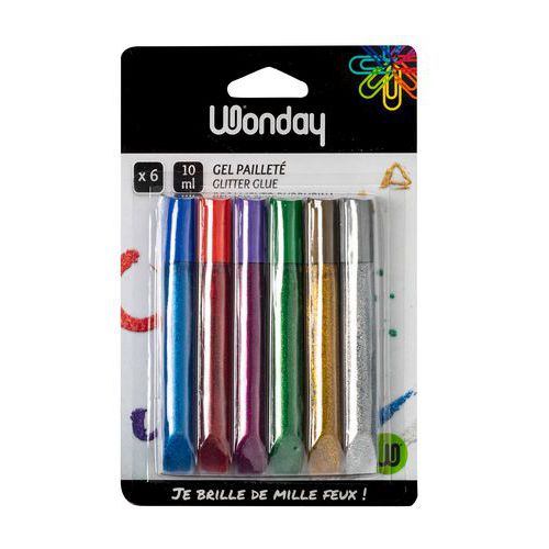 Blister 6 Tubes 10 Ml Paillettes Glitter Glue