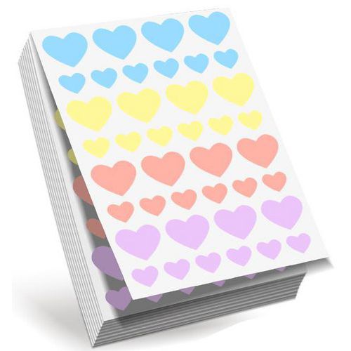 Recharge 2400 gommettes cœur 12/20mm multicolores pastel - Cléopâtre