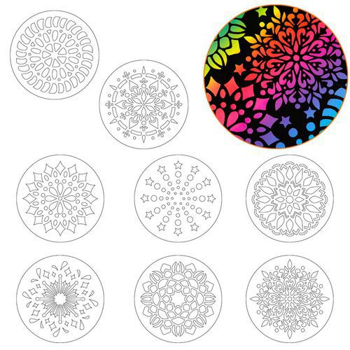 Lot 8 pochoirs plastique mandalas 14cm - Cléopâtre