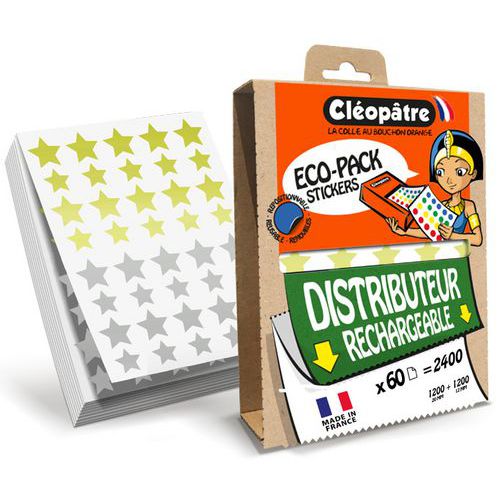 Eco-Pack 2400 gommettes étoile 12/20mm or/argent - Cléopâtre