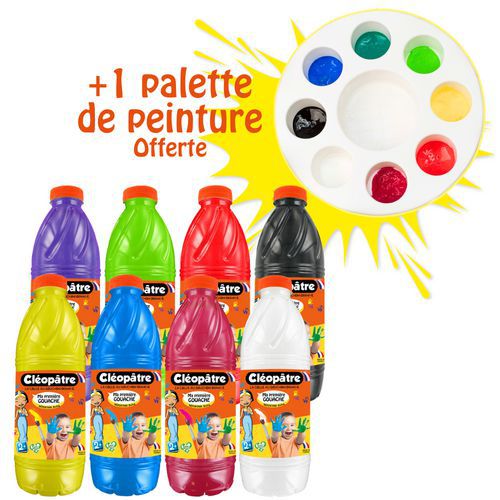 Schoolpack 8 flacons 1L gouache baby 2 en 1 avec palette - Cléopâtre