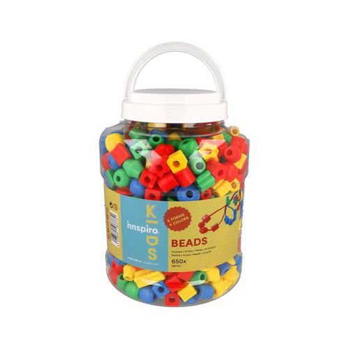 Perles Plastique Forme/couleur Assorties X650 + 6 Lacets