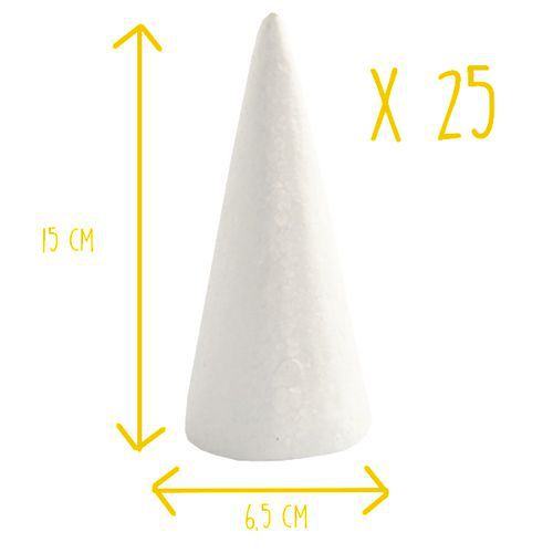 Lot de 25 cônes polystyrène 6 x 14,5 cm - Loolipo