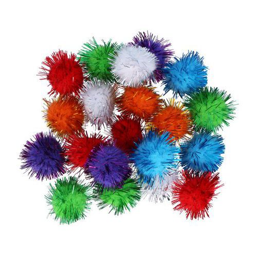 Sachets de 50 pompons brillants couleurs assorties Ø50mm - Innspiro
