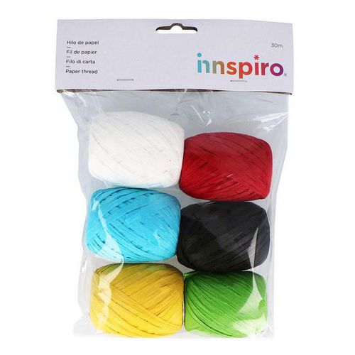 Ensemble de fil raphia de papier 6 couleurs Ø4-8mm 30m - Innspiro