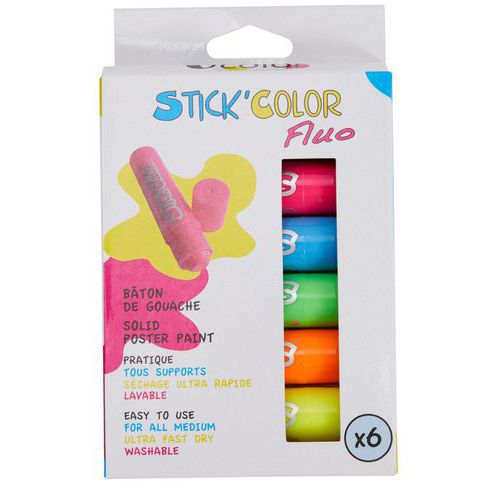 Lot 6 Bâtons Gouache Solide Fluo