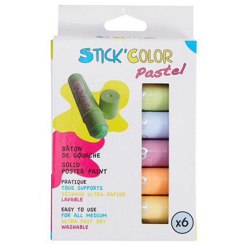Lot 6 Bâtons Gouache Solide Pastel