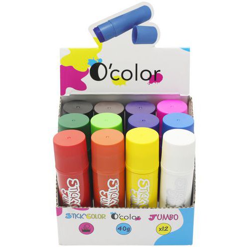 Lot 12 Méga Bâtons Gouache Solide Couleurs Vives Assorties
