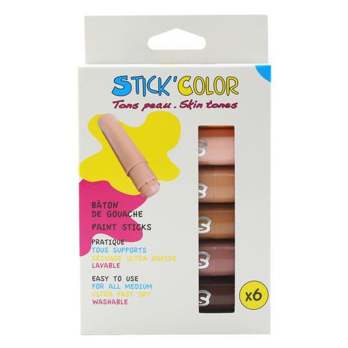 Lot 6 bâtons gouache solide tons peau - O-Color