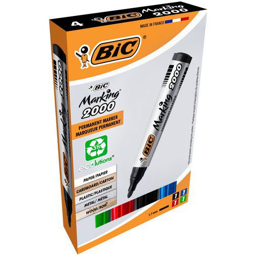 Pochette 4 Marqueurs Pointe Ogive Assortis-bic