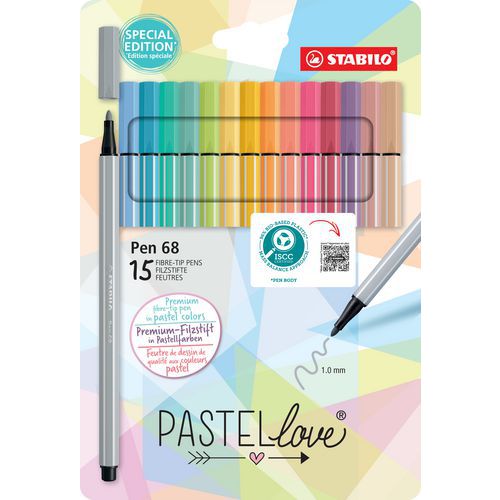 Etui Carton 15feutres De Dessin Stabilo Pen 68 Coul. Pastel