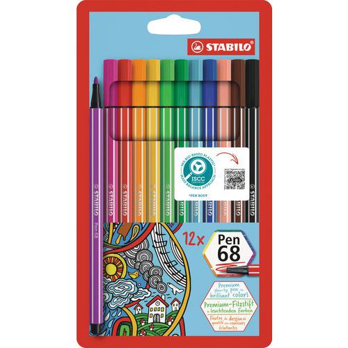Etui 12 feutres pen 68 - Stabilo
