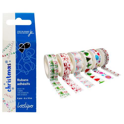 Lot 6 Rouleaux Ruban Adhésif Noël