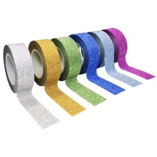 Lot 6 rouleaux ruban adhésif pailletés - Loolipo