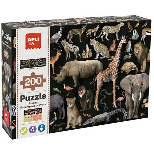 Puzzle Géant Animaux De La Savane En Danger 200 Pièces